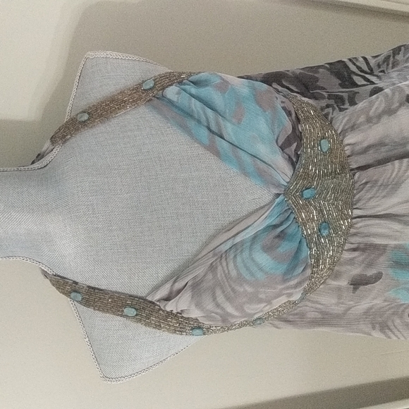 Grey and Blue Dress - Picture 2 of 4